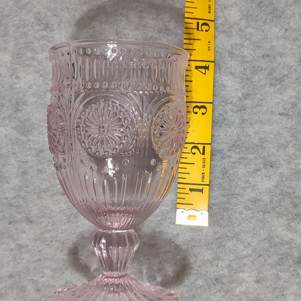 Anthropologie Embossed Colored Glass Boho Chic Wine Goblets Set of Four - Picture 10 of 10